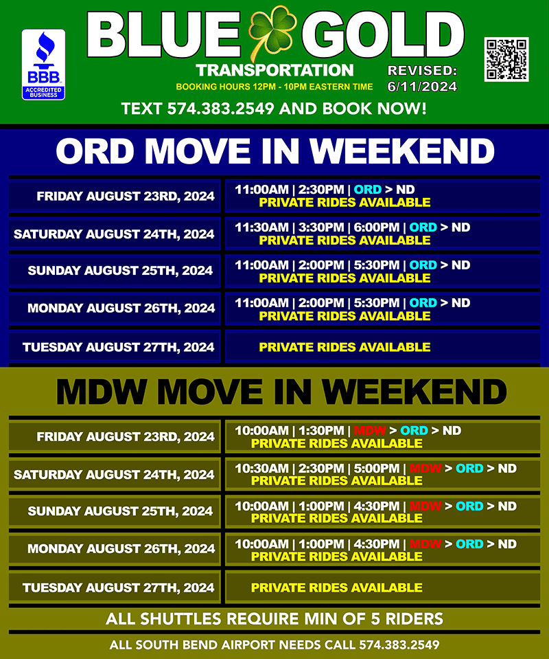 2024 Fall move-in schedule