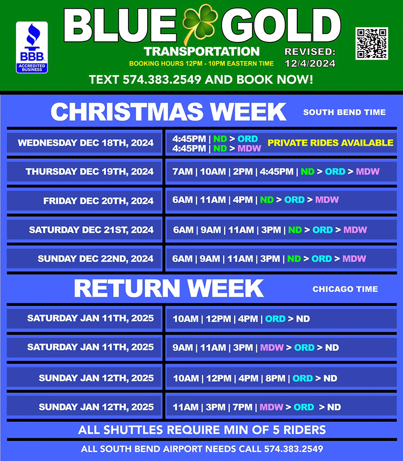 2024 Winter break schedule